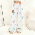 thumbnail image 2 of Fewfanhot Wide Leg Pants Woman Love Print Straight Leg Pants Elastic Waist Trousers Bottoms with Pockets, 2 of 7