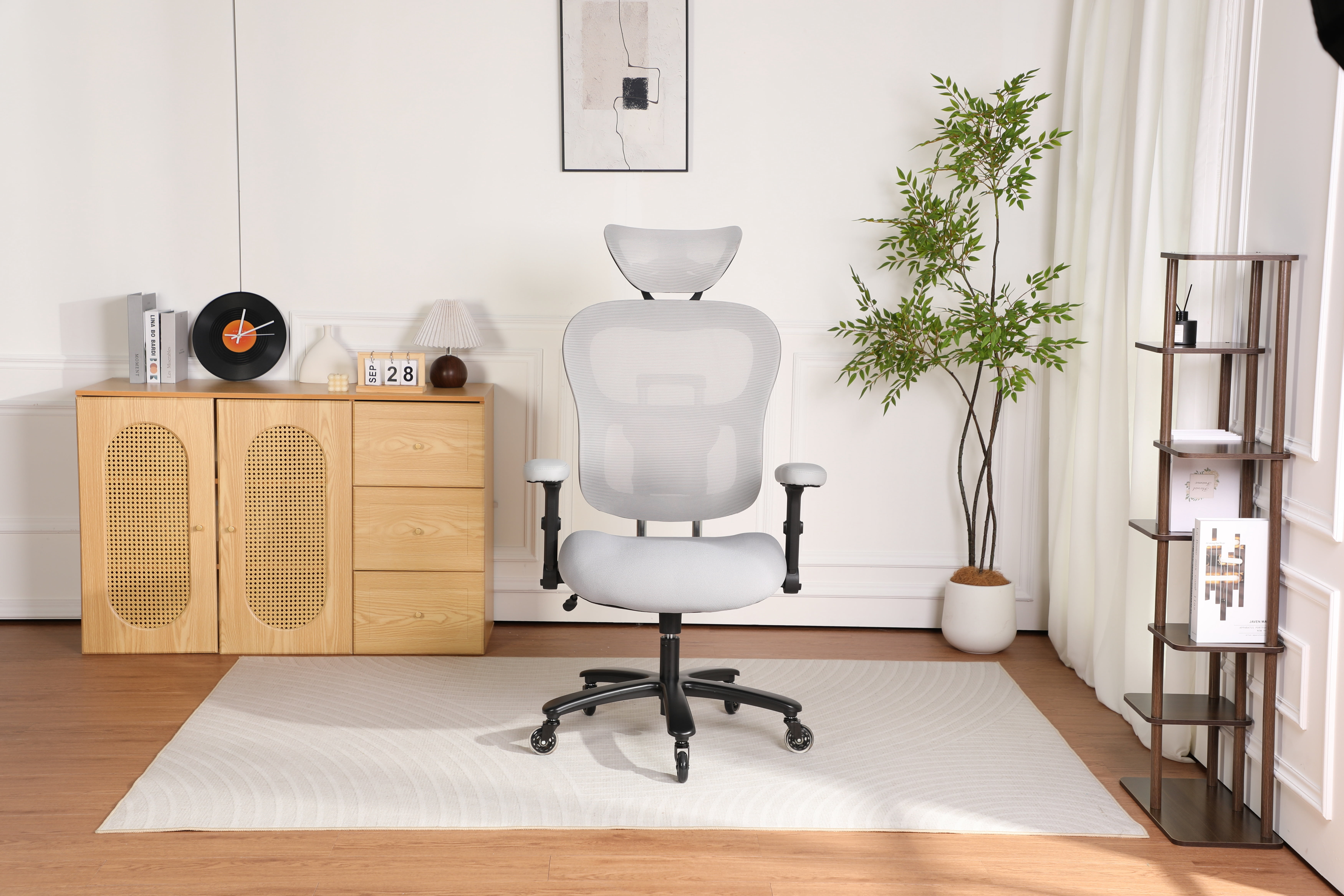 500LBS Big and Tall Office Chair Mesh Breathable, Gaming Chair with Adjustable Backrest Height & Headrest Angle & Adaptive Lumbar Lupport, Executive Computer Desk Chair with 2D Flip-Up Arms, Grey