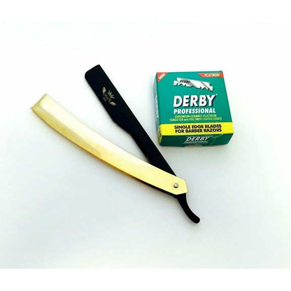 Straight Barber Edge Steel Razors Folding Shaving Knife With 100 DERBY BLACK