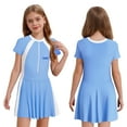thumbnail image 1 of TiaoBug Maillot de Bain à Manches Courtes pour Filles Fermeture Éclair avant Rembourré Tenue de Plage Robe de Bain UPF50+ Protection Éruption Bleue 150/TG, 1 of 6