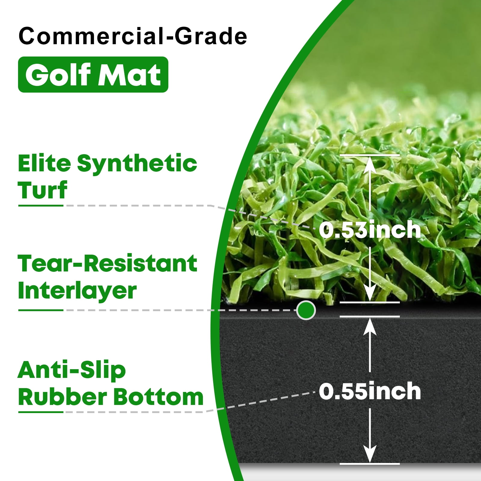 OKESAM Golf Hitting Mat Integrated with Ball Tray Artificial Grass Non-Slip Base for Practice 1 Pack 45*40CM