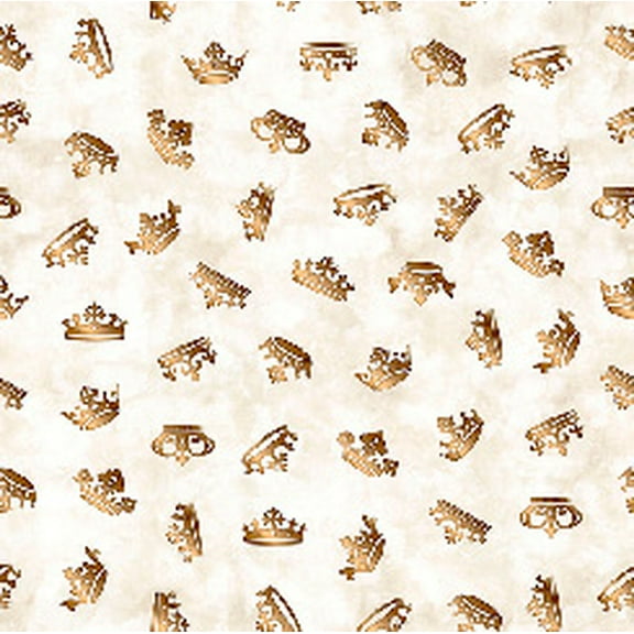 QT Fabrics Checkmate 28665 E Ecru Crowns