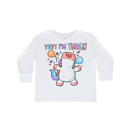 

Inktastic Yay! I m 3 Happy Unicorn with Birthday Balloons Gift Toddler Boy or Toddler Girl Long Sleeve T-Shirt