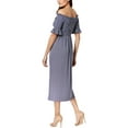 thumbnail image 2 of Vince Camuto Womens Off-The-Shoulder Smocked Midi Dress Blue XXS, 2 of 2