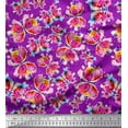 thumbnail image 1 of Soimoi Purple Poly Georgette Fabric Insect Watercolor Printed Craft Fabric by The Yard 42 Inch Wide, 1 of 1