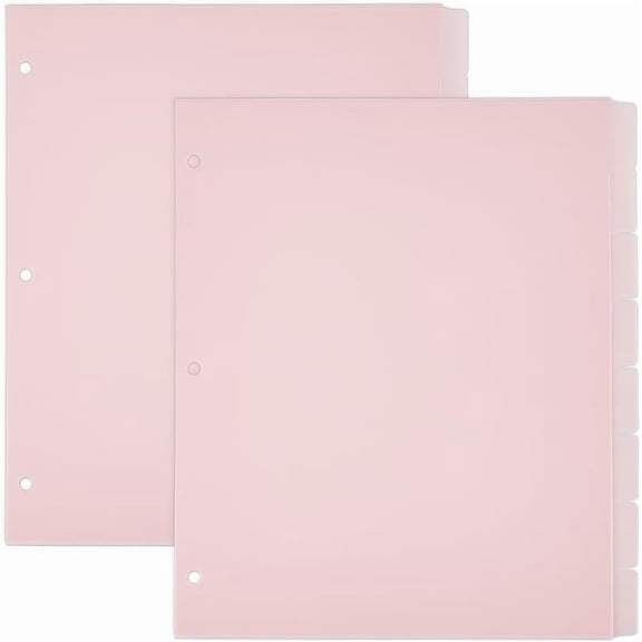 16 Sheets 3 Ring A4 Pink Binder Dividers 8 Tab Binder Dividers PP Plastic Binder Dividers Plastic Discbound Notebook Index Divider for Planner Notebook Loose Leaf Binders Pink