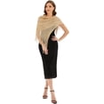thumbnail image 3 of KUNINDOME Sparkling Metallic Shawls and Wraps with Buckle,Women Shawls and Wraps for Evening Dresses Party, Dark Champagne, 3 of 5
