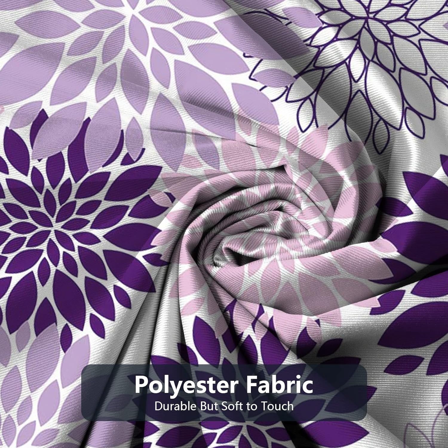 Dahlia Shower Curtain Purple Flower Shower Curtain for Bathroom Waterproof Polyester Fabric Shower Curtain Abstract Pattern Bathroom Decor with 12 Hooks 72 x 72 Inch