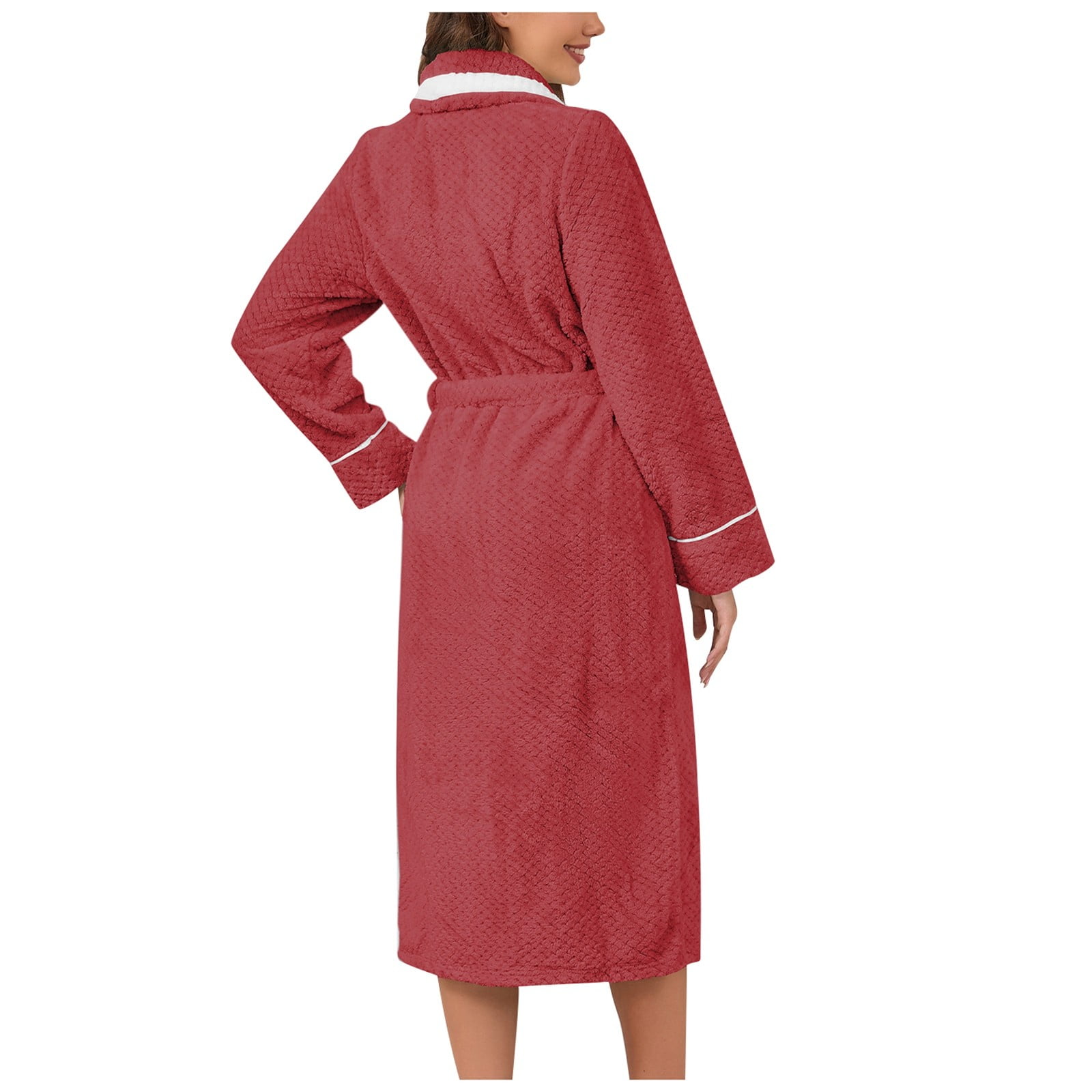 TINZ Women's Coral Velvet Mid Length Nightgown Color Contrast Home