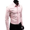 thumbnail image 1 of Ayyufe Men's Solid Candy Color Long Sleeve Slim Fit Dress Shirt Top Pink, 1 of 3
