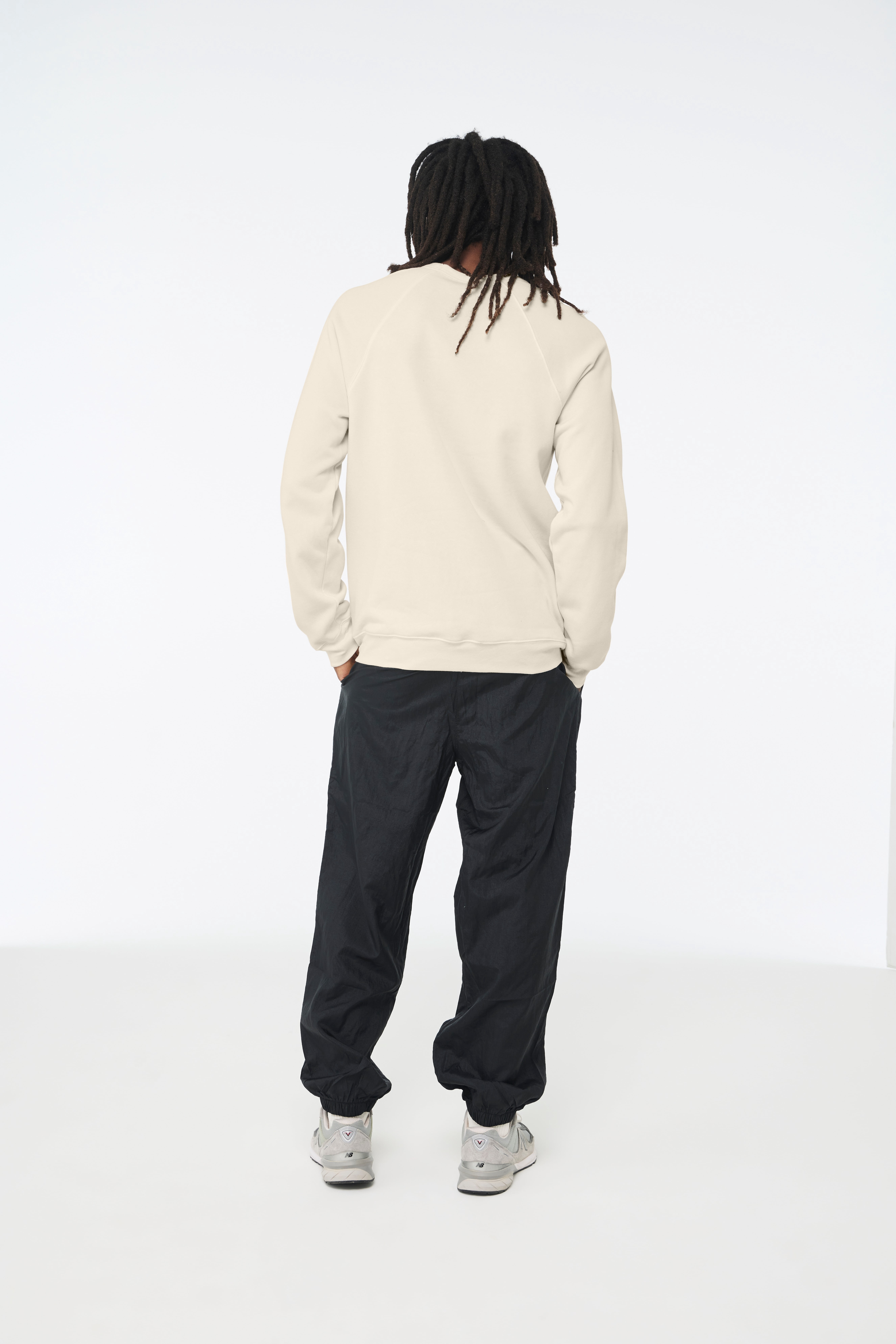 BELLA+CANVAS Adult Crew Neck Personalized Fleece Raglan Long Sleeve T-Shirt, Create your own Designs, Natural, XXlarge, Unisex