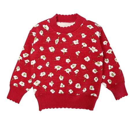 

ZHUASHUM Toddler Child Kids Baby Girls Cute Cartoon Floral Sweater Pullover Blouse Tops Outfits Clothes