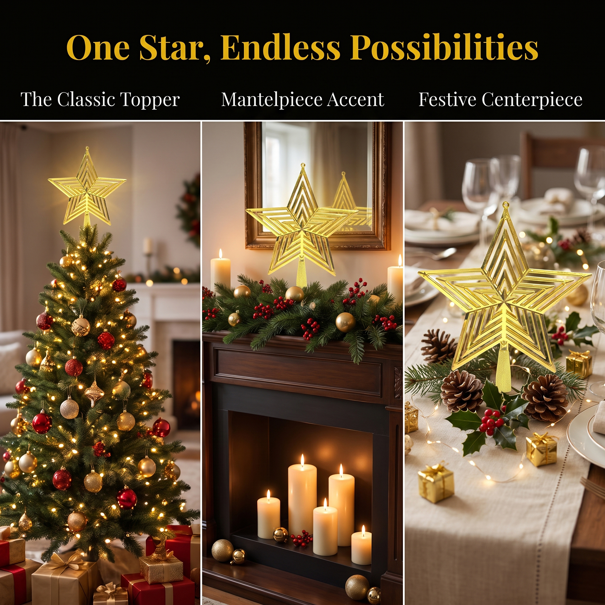 Unique Bargains Openwork Star, A Luxury Adaptable Concealed Canopy Crest Gold 20cm