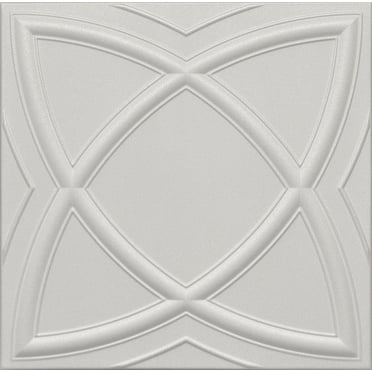 20x20 Styrofoam Ceiling Tiles Glue-Up Decorative Panels for Easy DIY Install, Home & Basement Renovation. R13 Saturn, Plain White, Lot/8