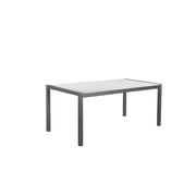 Pangea Home David 71" Modern Aluminum Patio Dining Table in Brush Frame/White