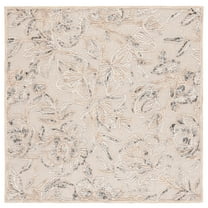 SAFAVIEH Trace Hoyt Floral Area Rug, Beige/Grey, 6' x 6' Square