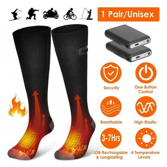 Leadtron Heated Socks for Men and Women, Rechargeable Battery Powered with 4 Heat Settings, Machine Washable