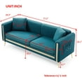 thumbnail image 6 of 77.2'' Living Room Sofa, Upholstered Accent Sofa with 2 Pillows and Side Pocket, 3 Seater Couch with Removable Cushions and Gold Metal Legs, Velvet Arm Sofa for Bedroom Office Apartment, Teal, 6 of 6