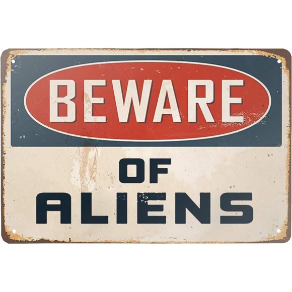 Cuarevw Nuevo Cartel De Metal De Aluminio Con Texto En Inglés "Beware Of Aliens" Decorativo Para Exteriores E Interiores, 8 X 12 Pulgadas