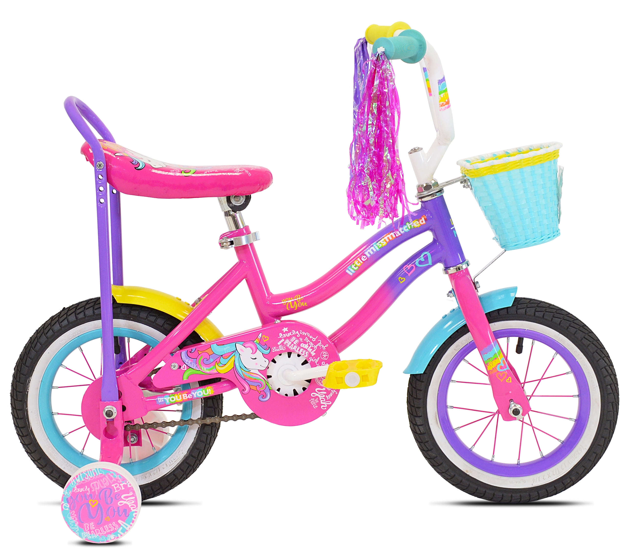 LittleMissMatched 12 in.  Girl's Let You Be You Unicorn, Child's Bicycle, Pink and Purple