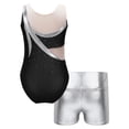 thumbnail image 2 of YEAHDOR Kids Girls Gymnastics Dance 2Pcs Sports Suit Fancy Prints Leotard with Shorts Outfit Set Black 14, 2 of 7