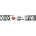 thumbnail image 2 of Bracelet d'Identification Médicale pour Diabète Type 2 pour Hommes 8.5 Pouces Acier Gravé sur Mesure, 2 of 5