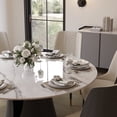 thumbnail image 3 of POVISON 59"Modern Round White Dining Table for 6, Matte Sintered Stone Tabletop, Solid Black Carbon Steel Base, 3 of 10