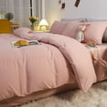 thumbnail image 3 of Bedding Four-piece Set Summer Solid Color Washed Cotton Quilt Cover Bed Sheet Three-piece Set Bedding Quilt Cover Nantong Wholesale, 3 of 6