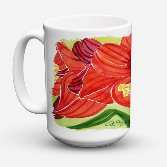 Carolines Treasures 6055CM15 Flower - Amaryllis Coffee Mug 15 oz 15 ounce multicolor