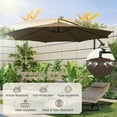 thumbnail image 2 of Topcobe 10 Feet Patio Offset Umbrella with 112 Solar-Powered LED Lights, Sunbrella Patio Umbrellas, Coffee, 2 of 8