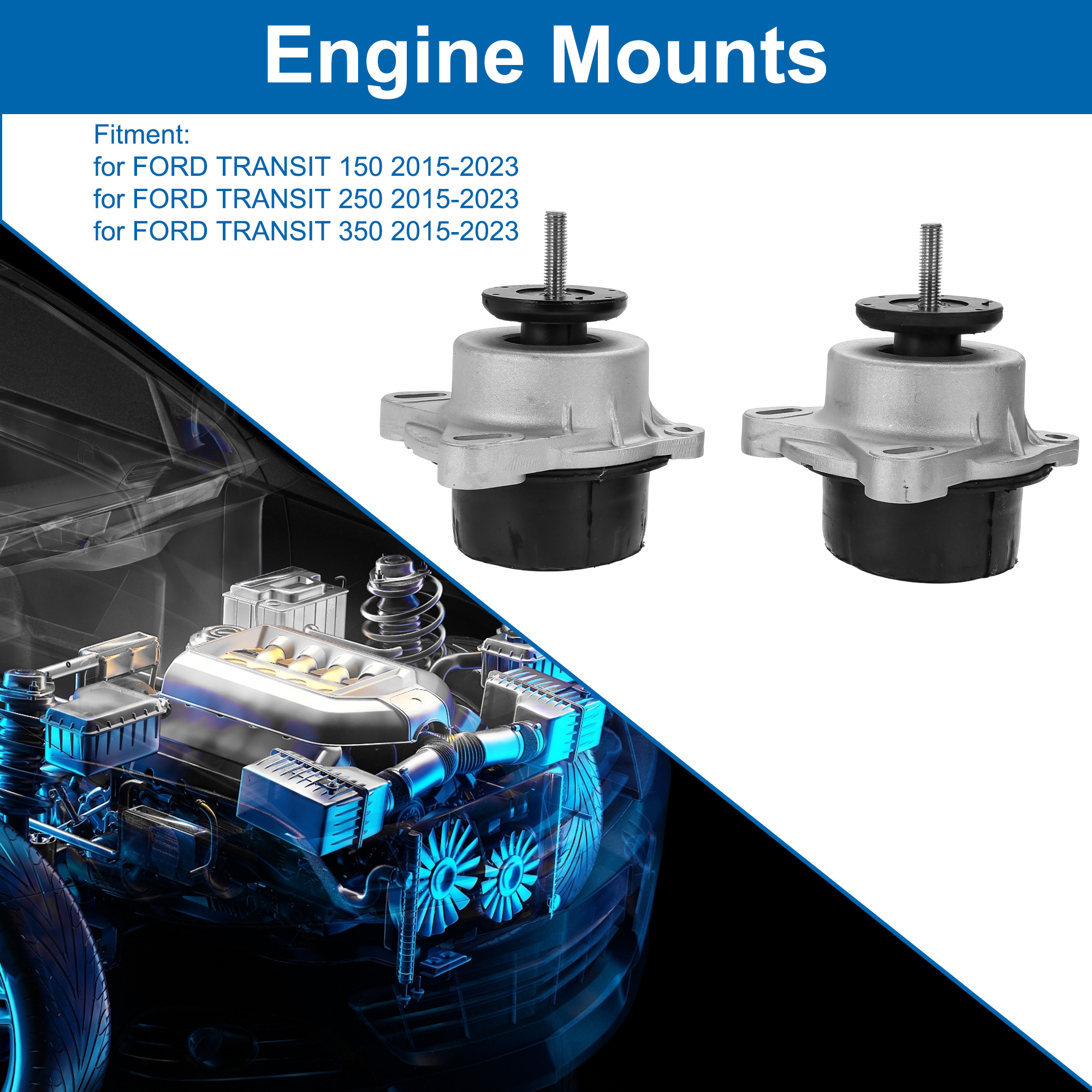 Unique Bargains 2 Pcs No.A5758/3318/EM4210/CK4Z6096B Engine Motor Mount for FORD TRANSIT 150 2015-2023 Engine Mounts Front