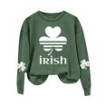thumbnail image 1 of WEAIXIMIUNG Chandails Courts pour Femmes Mode Décontractée Jour de la Saint-Patrick Vert Imprimé Graphique Trèfle à Quatre Feuilles Col Rond Manches Longues Chandail de Jogging, 1 of 4