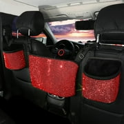 eing Bling Car Handbag Holder Backseat Organizer,Car Net Pocket Between Seat,Back Seat StorageTrash Can,Rhinestones Auto Seat Storage Bag,3-Pack Car Accessories - Plush,Red