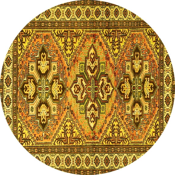 Ahgly Company Indoor Round Persian Yellow Traditional Area Rugs, 8' Round