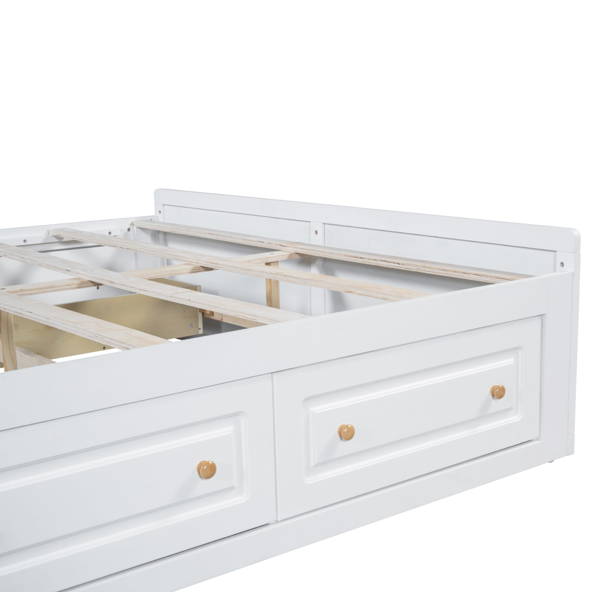 Euroco Wood Queen Size Platform Bed with 6 Drawers for Living Room, White