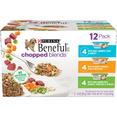 (12 Pack) Purina Beneful Wet Dog Food Variety Pack Chopped Blends 10 oz. Tubs