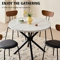 thumbnail image 6 of 39 Inch Round Dining Table [Metal Cross Legs] Mid-Century Kitchen Leisure Table for 4 Person for Apartment Living Room Space Saving, Brown, 6 of 7