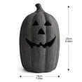 thumbnail image 3 of Gray Halloween Pumpkin Light Decoration, Rustic Handmade Resin Jack O Lantern with Flameless Candle, Fall Autumn Home Decor for Table Centerpiece Mantel and Shelf, 3 of 6