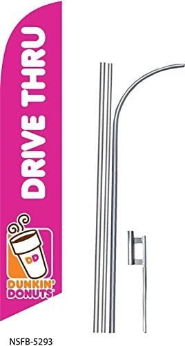 Dunkin Donuts Drive Thru Feather Banner Swooper Flag Kit with pole+spike 