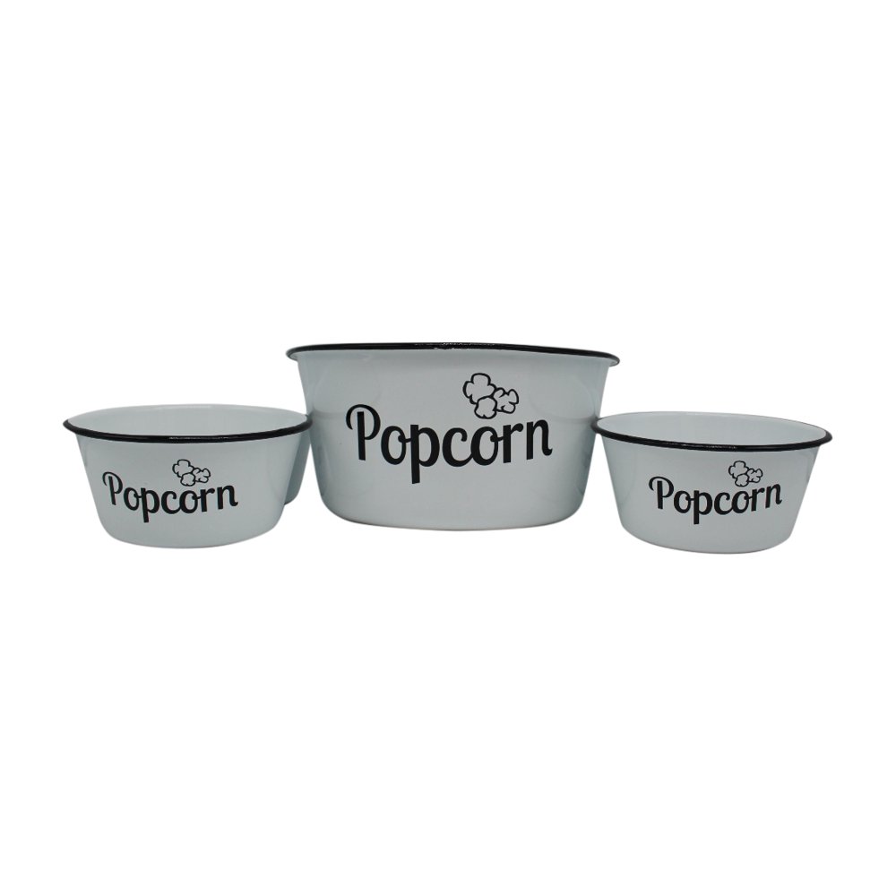VIP Home & Garden Metal Enamelware Popcorn Bowl, Set of 5