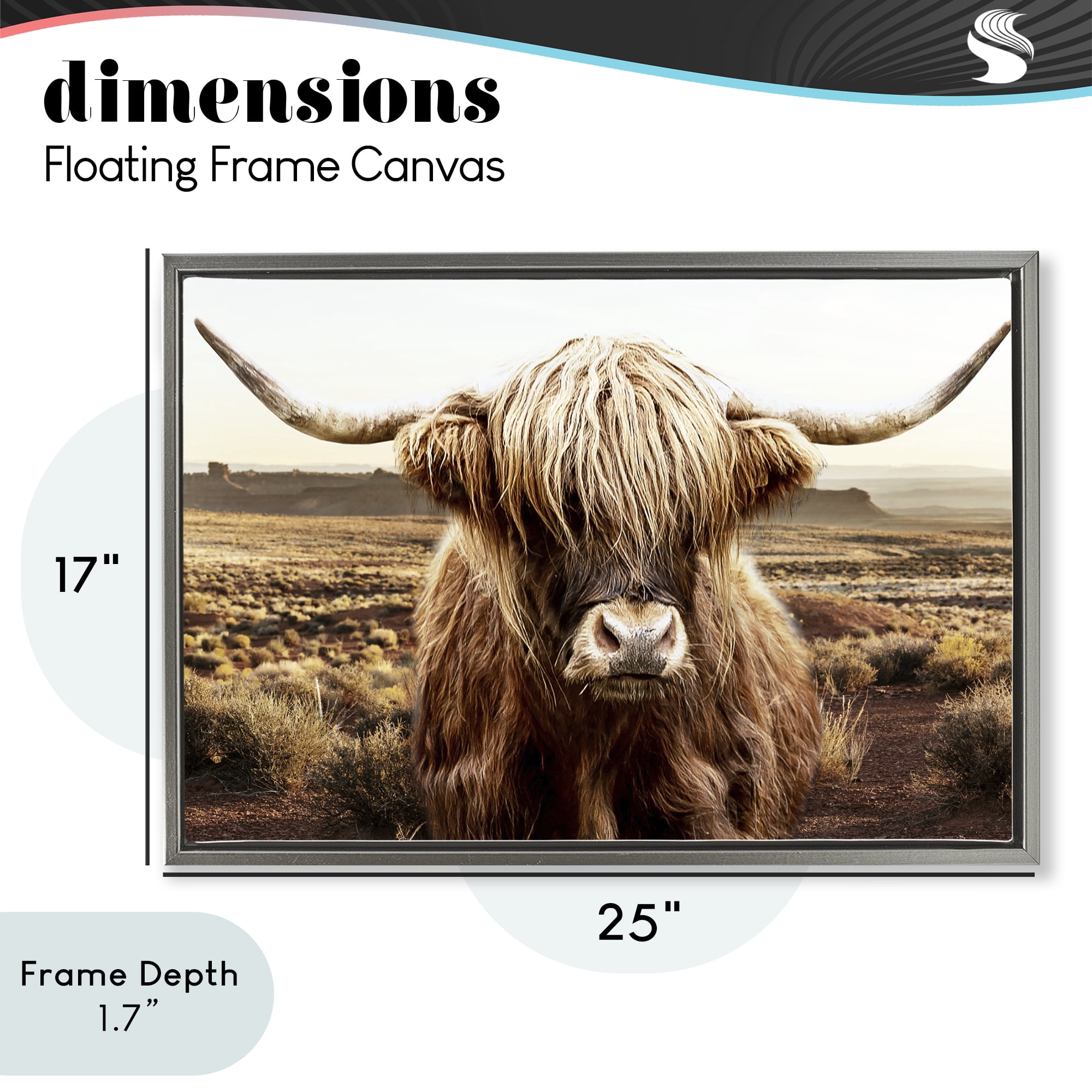 Stupell Industries Rugged Vegetation Cattle Portrait Gray Framed Floater Canvas Wall Art, design by CAD Designs