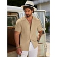 thumbnail image 3 of Coshow Men's Short Sleeve Shirts Button Down Casual Shirt Fashion Textured Summer Beach Top, 3 of 5