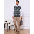 thumbnail image 2 of DARING DIVA Men's Casual Knit Sleeveless V-Neck Plaid Argyle Sweater Vest M Dark Gray, 2 of 7