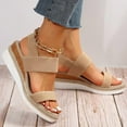 thumbnail image 7 of Honeeladyy Womens Wedge Sandals Open Toe Elastic Ankle Strap Sandals Summer Beach Casual Clearance Sandals for Work Birthday Gifts for Daughter Khaki Size 38, 7 of 7