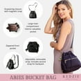 thumbnail image 3 of Kedzie Aries Convertible Bucket Bag 3-Way Backpack Crossbody Strap Purse, Gray (Women's), 3 of 8