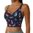 thumbnail image 2 of Balery Space Dinosaur Sujetadores deportivos con espalda cruzada para mujer, acolchados, sin costuras, de alto impacto, ideales para yoga, gimnasio, entrenamiento y fitness.-Medium, 2 of 8