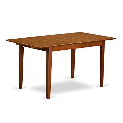 East West Furniture Butterfly Leaf Picasso Table - Saddle Brown Table Top and Saddle Brown Finish Attractive Four Legs Hardwood Structure Rectangular Table
