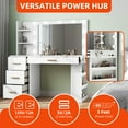 thumbnail image 6 of Uforic Adults' Makeup Vanity – Modern White Desk with 3-Color Lights, Storage Shelves, 4 Drawers & USB Charging Station, 6 of 10
