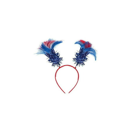 Amscan Team Spirit Patriotic Head Bopper with Feather Marabou, Blue/Red, 7.6x9