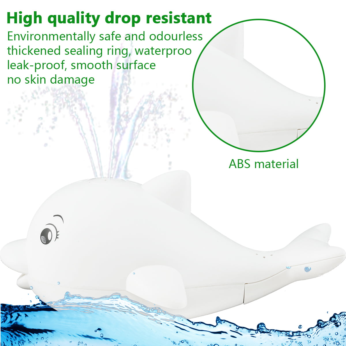 Flash Light Water Sense Automatic Light Up Soft Dolphin Kids Swim Bath Toys Gift 